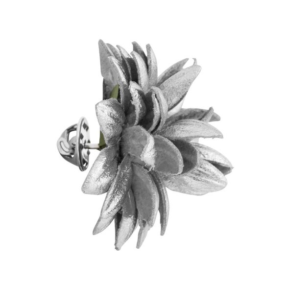 Fleur'd Pins - Silver Leather Dahlia - Picture 2 of 2